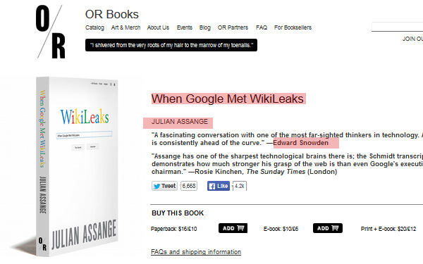 Книжка Джулиана Ассанджа про Google