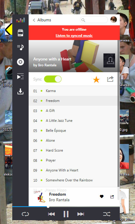 Клиент Deezer для windows, работа offline, без подключения к интернету. Проигрываются предварительно сохранённые записи